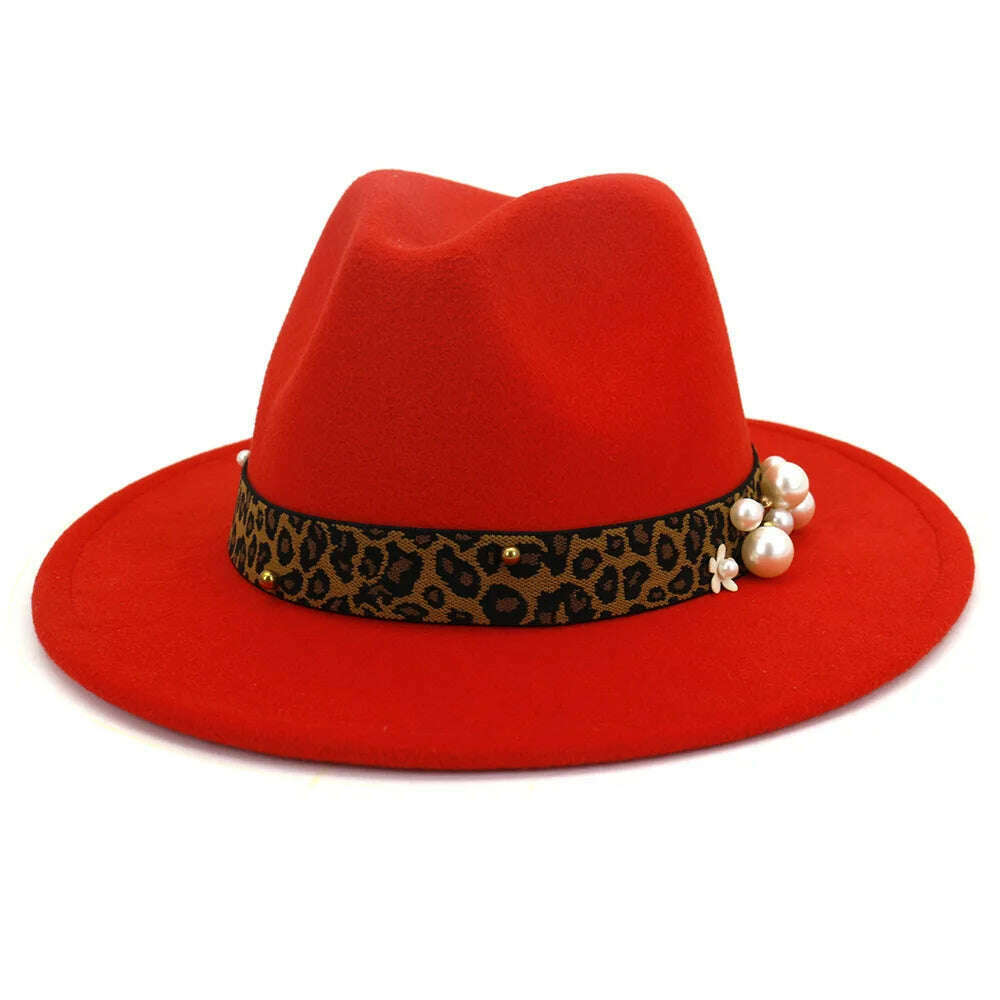 KIMLUD, 2021 Winter Autumn Imitation Woolen Women Men Ladies Fedoras Hat Jazz Caps European American Round Caps Bowler Hats, KIMLUD Womens ClothesKIMLUD, 2021 Winter Autumn Imitation Woolen Women Men Ladies Fedoras Hat Jazz Caps European American Round Caps Bowler Hats, Red / 56-60cm, KIMLUD APPAREL - Womens Clothes