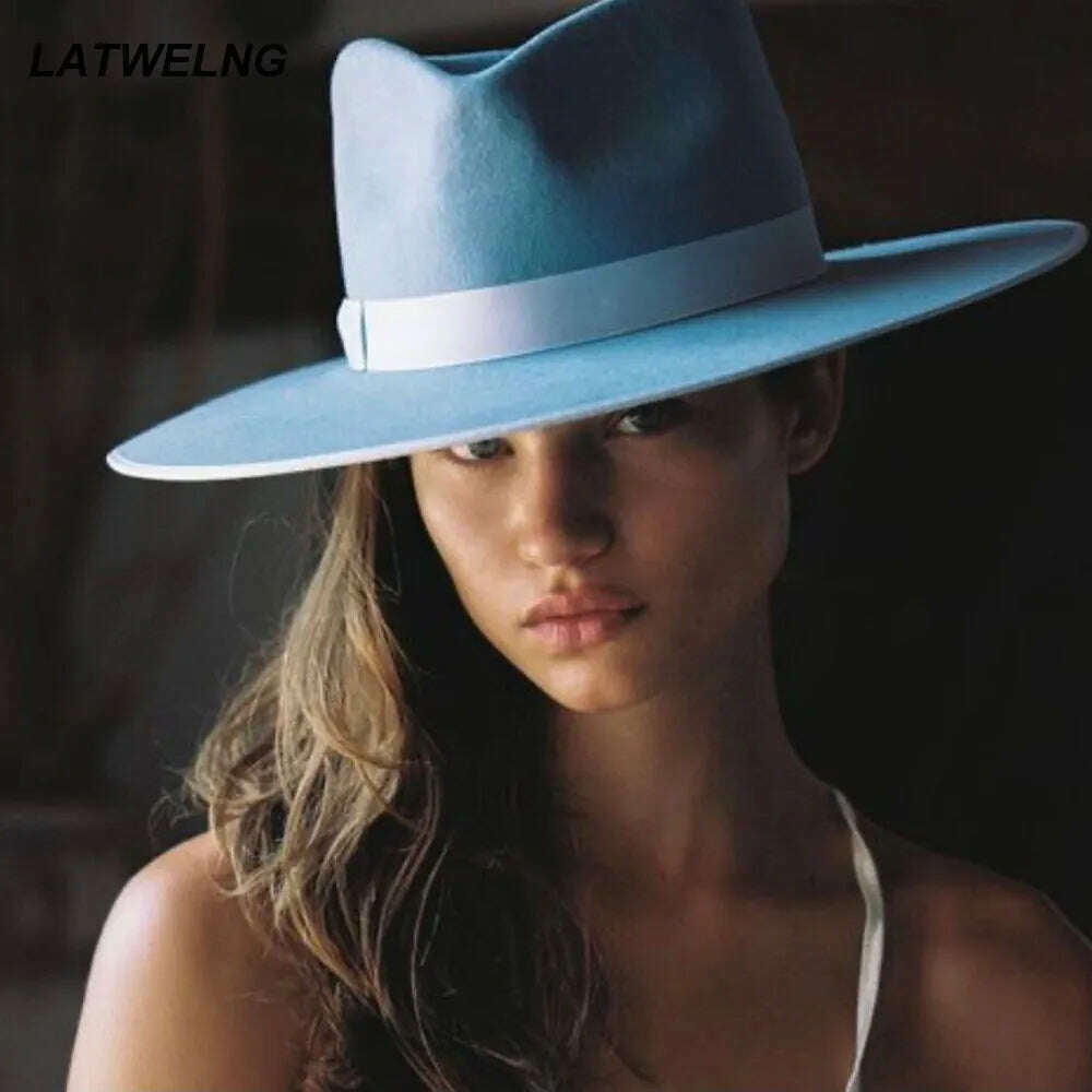 KIMLUD, 2022 Luxury Designer Brand Fedora Hat For Women Church Hats Ladies Eelegant Winter Wool Hats Pink Hat Wedding Hat Wholesale, KIMLUD Womens Clothes