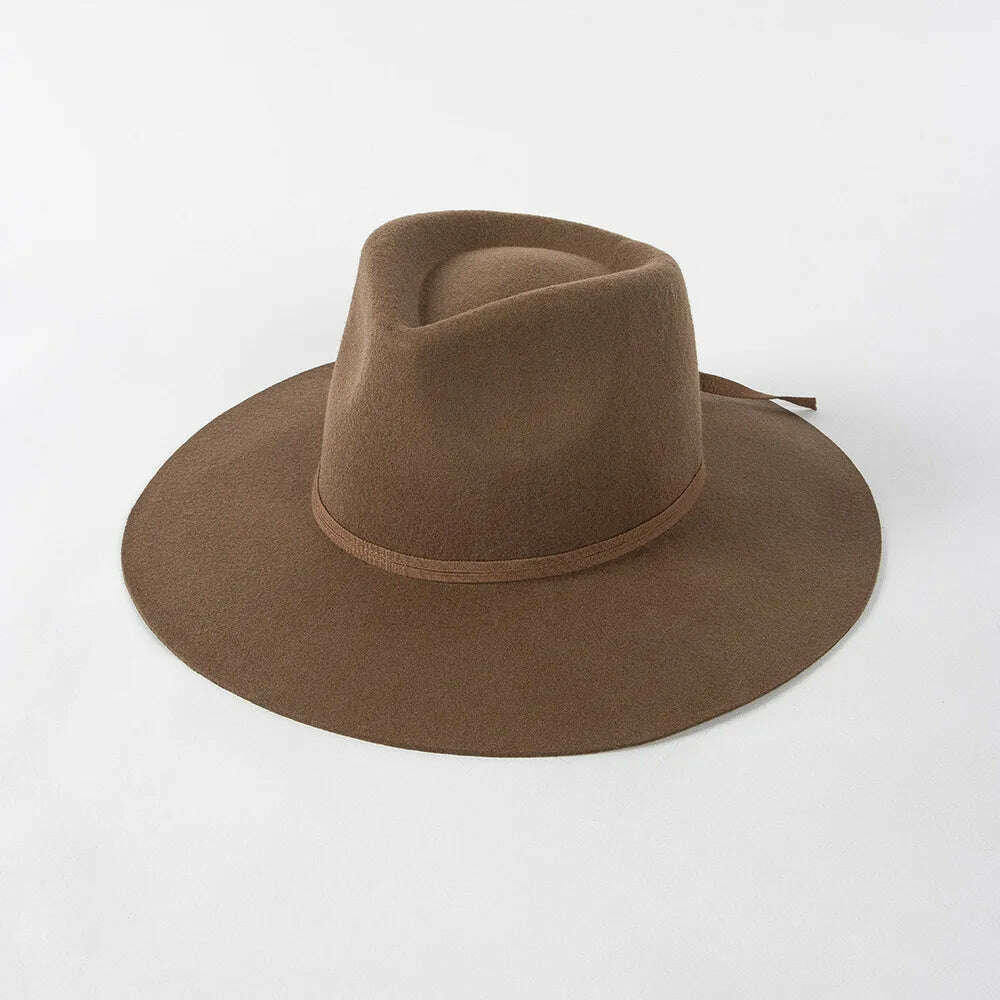 KIMLUD, 2022 Luxury Designer Brand Fedora Hat For Women Church Hats Ladies Eelegant Winter Wool Hats Pink Hat Wedding Hat Wholesale, khaki 1, KIMLUD Womens Clothes