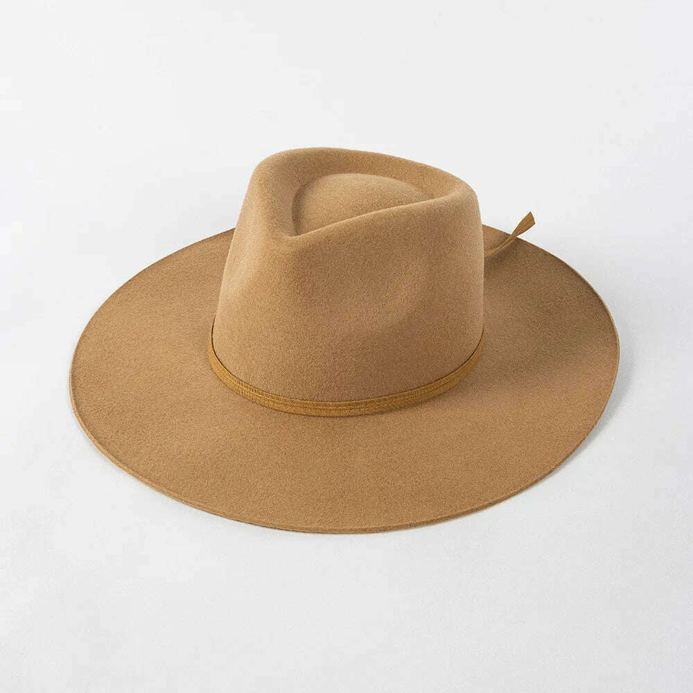 KIMLUD, 2022 Luxury Designer Brand Fedora Hat For Women Church Hats Ladies Eelegant Winter Wool Hats Pink Hat Wedding Hat Wholesale, camel 1, KIMLUD Womens Clothes