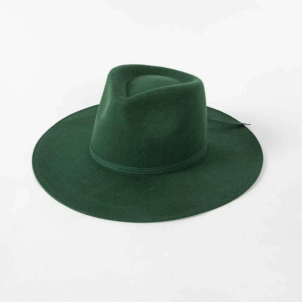 KIMLUD, 2022 Luxury Designer Brand Fedora Hat For Women Church Hats Ladies Eelegant Winter Wool Hats Pink Hat Wedding Hat Wholesale, dark green 1, KIMLUD Womens Clothes