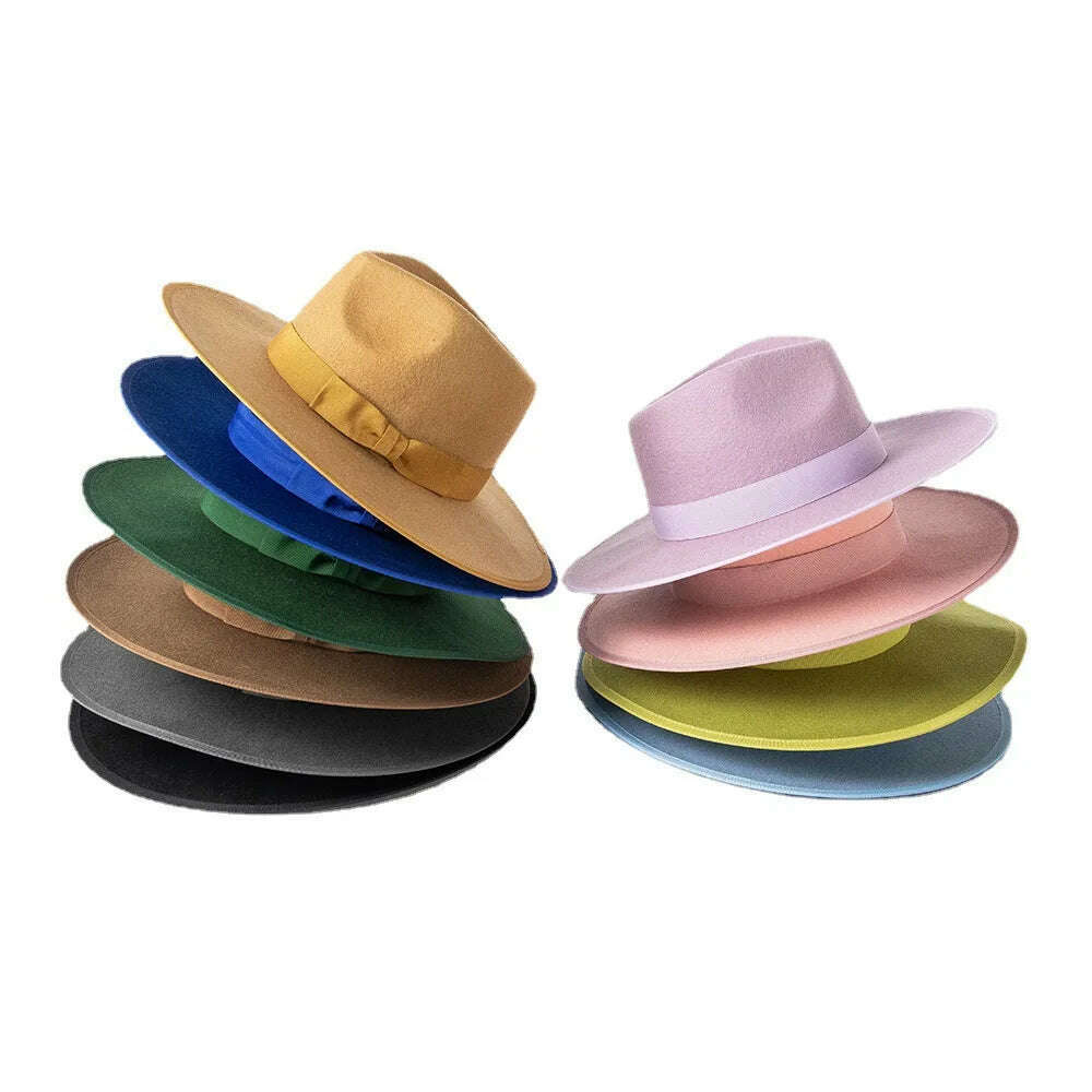 KIMLUD, 2022 Luxury Designer Brand Fedora Hat For Women Church Hats Ladies Eelegant Winter Wool Hats Pink Hat Wedding Hat Wholesale, KIMLUD Womens Clothes