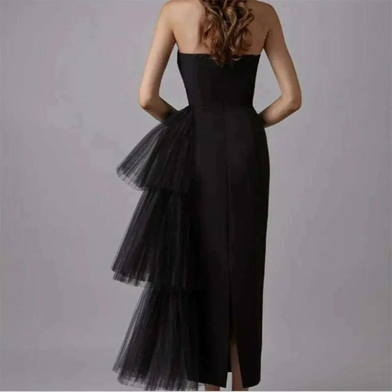 KIMLUD, 2022 New Bandage Dress Sexy Bodycon Women Mesh Strapless Party Club Evening Elegant Black White Clothes, KIMLUD Womens Clothes