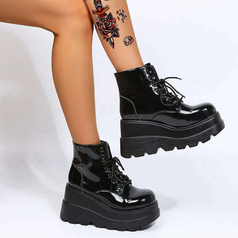 KIMLUD, 2022 New Gothic Punk Street Women Ankle Boots Platform Wedges High Heels Short Boots New Fashion Design Rivet Cosplay Shoes, KIMLUD Womens ClothesKIMLUD, 2022 New Gothic Punk Street Women Ankle Boots Platform Wedges High Heels Short Boots New Fashion Design Rivet Cosplay Shoes, black / 35, KIMLUD APPAREL - Womens Clothes