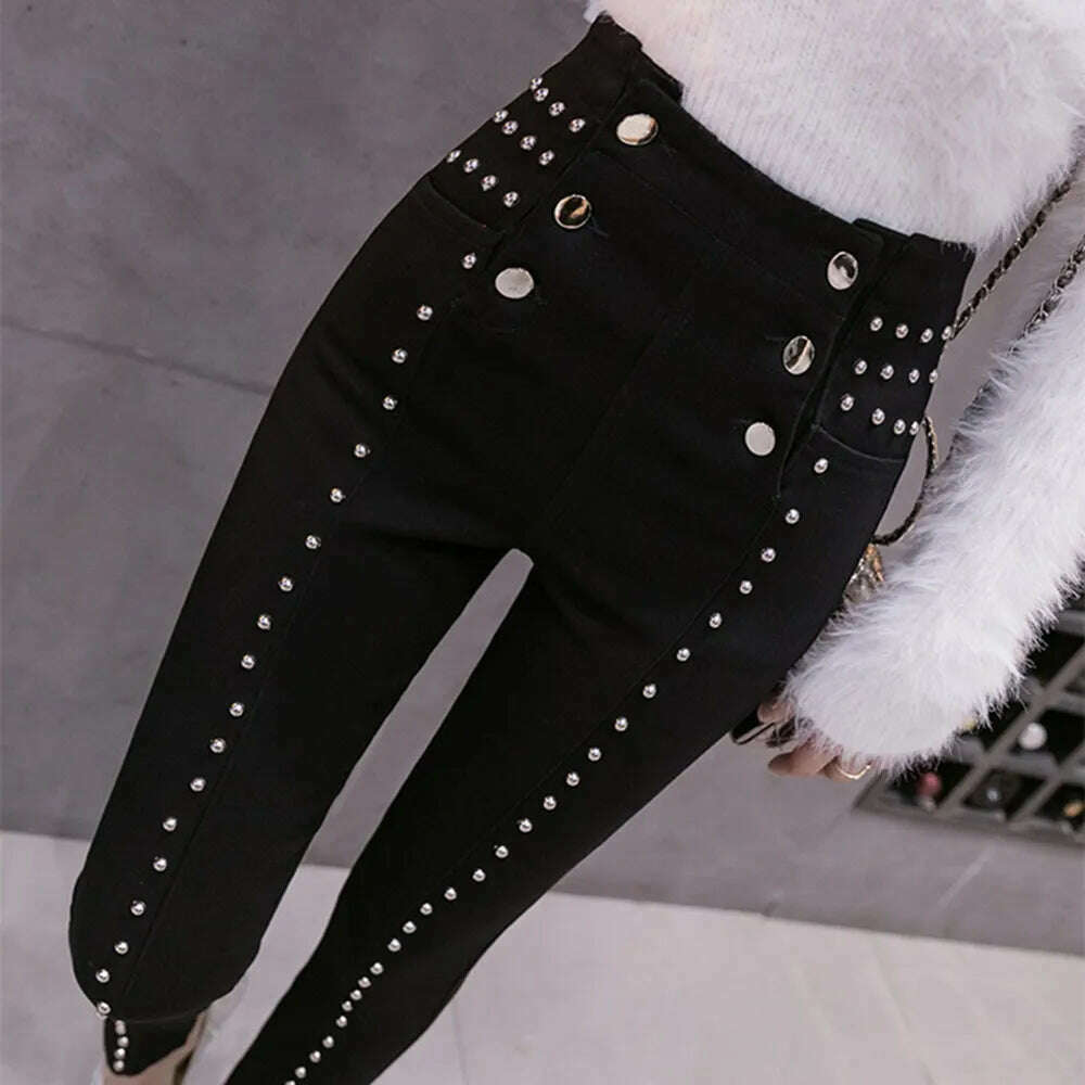 KIMLUD, 2022 New Jeans Women High Waist Jeans Woman High Elastic Stretch Female Washed Denim Pants Skinny Pencil Trousers, Black / S, KIMLUD Womens Clothes