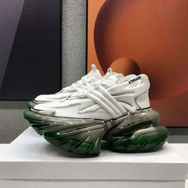 KIMLUD, 2022 New Mesh Sneakers Spaceship Women Thick Sole Flat Daddy Shoes Height Increasing Lace Up Platform Women's Sports Shoes, White / 35 / CHINA, KIMLUD Womens Clothes