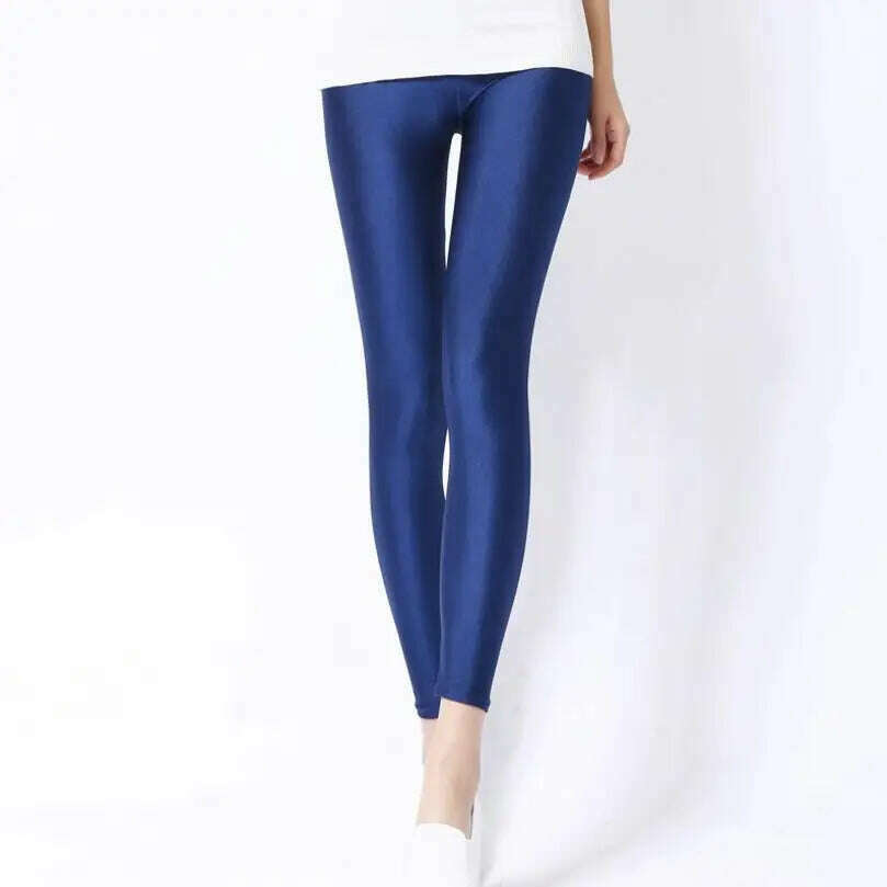 KIMLUD, 2022 New Spring Autume Solid Candy Neon Leggings for Women High Stretched Female Sexy Legging Pants Girl Clothing Leggins, KIMLUD Womens ClothesKIMLUD, 2022 New Spring Autume Solid Candy Neon Leggings for Women High Stretched Female Sexy Legging Pants Girl Clothing Leggins, navy blue / S, KIMLUD APPAREL - Womens Clothes