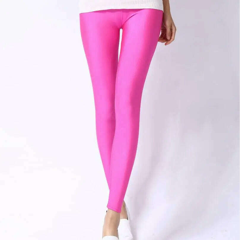 KIMLUD, 2022 New Spring Autume Solid Candy Neon Leggings for Women High Stretched Female Sexy Legging Pants Girl Clothing Leggins, KIMLUD Womens ClothesKIMLUD, 2022 New Spring Autume Solid Candy Neon Leggings for Women High Stretched Female Sexy Legging Pants Girl Clothing Leggins, rose / S, KIMLUD APPAREL - Womens Clothes