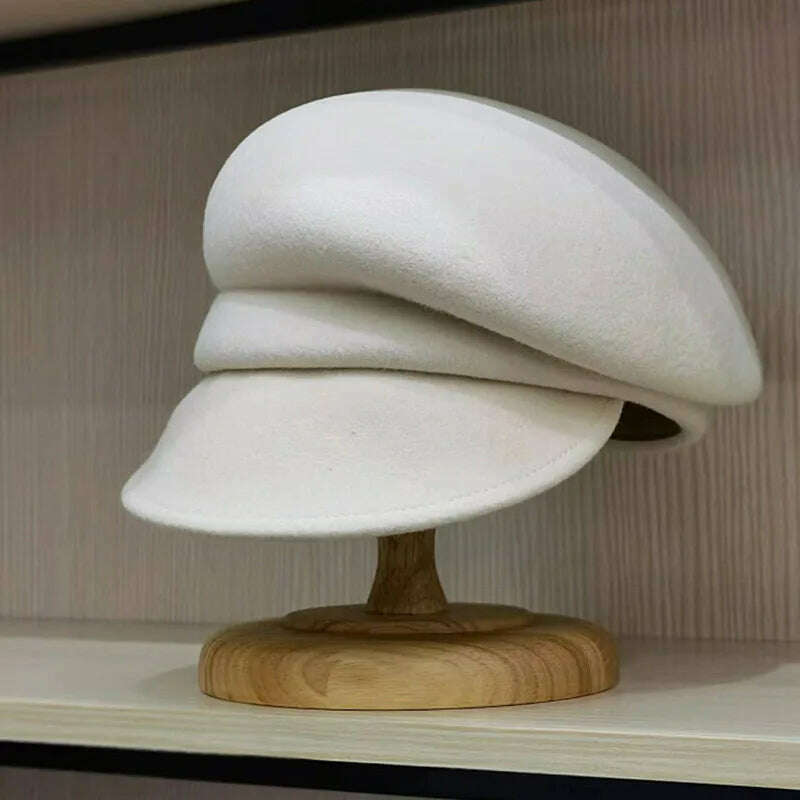 KIMLUD, 2022 New Style Women Newsboy Hats Ladies Fashion Wool Winter Hat Sloping Brim Visor Cap Cabbie Beret Girls Paperboy Cap Ivy Hat, KIMLUD Womens ClothesKIMLUD, 2022 New Style Women Newsboy Hats Ladies Fashion Wool Winter Hat Sloping Brim Visor Cap Cabbie Beret Girls Paperboy Cap Ivy Hat, White, KIMLUD APPAREL - Womens Clothes