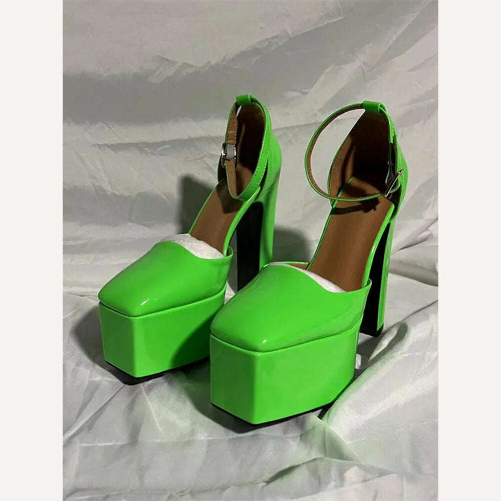 KIMLUD, 2022 Spring and Summer New Women's High Heels Patent Leather Wedding Shoes Luxury Sexy Paris Fashion Banquet Women&#39;s Shoes, green / 34, KIMLUD Womens Clothes