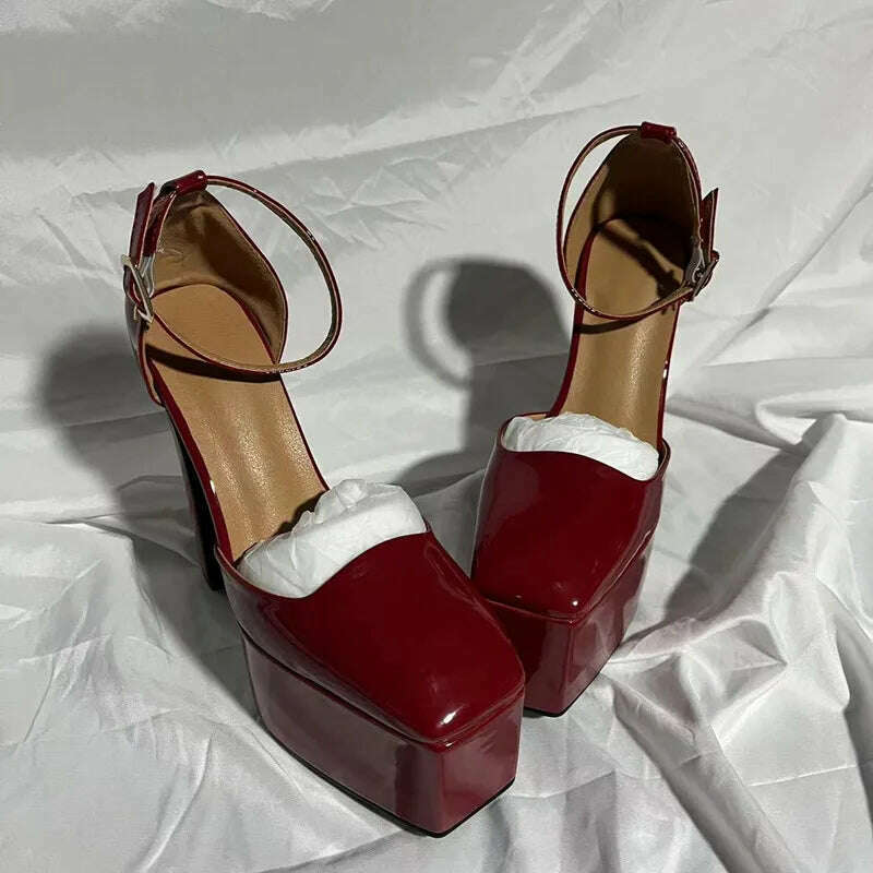 KIMLUD, 2022 Spring and Summer New Women's High Heels Patent Leather Wedding Shoes Luxury Sexy Paris Fashion Banquet Women&#39;s Shoes, wine red / 34, KIMLUD Womens Clothes