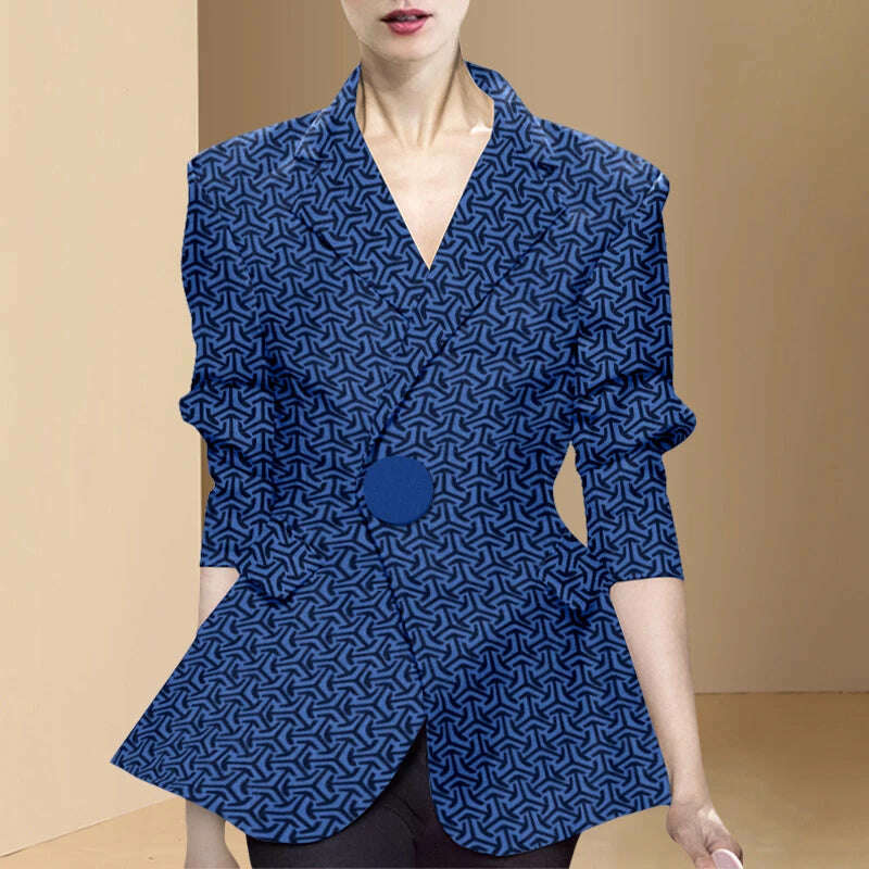 KIMLUD, 2022 Spring New Women Suit Jacket Fashion Notched Single Button Long Sleeve Slim Fit Women's Contrasting Colors Cardigan Coat, picture color 2 / S, KIMLUD Womens Clothes