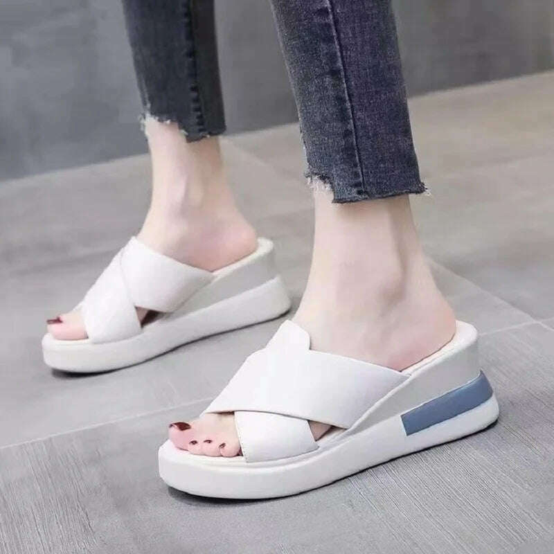 KIMLUD, 2022 Summer Wedge Platform Sandals Fashion Retro Romen Beach Shoes Ladies Casual Peep Toe Soft Comfortable Sandalias De Mujer, KIMLUD Womens Clothes