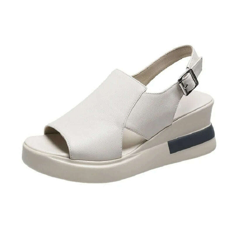 KIMLUD, 2022 Summer Wedge Platform Sandals Fashion Retro Romen Beach Shoes Ladies Casual Peep Toe Soft Comfortable Sandalias De Mujer, Beige / 37, KIMLUD Womens Clothes