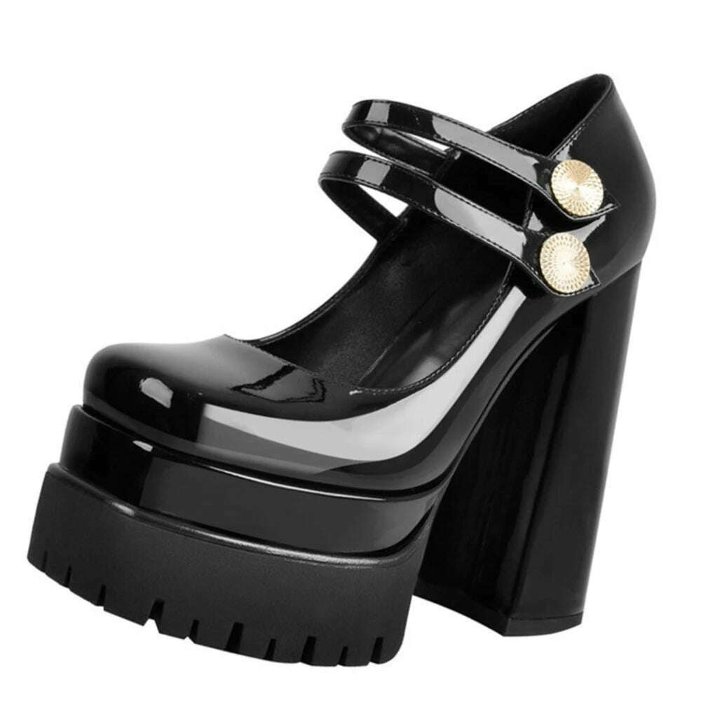 KIMLUD, 2022 Women's New Spring and Autumn Casual High Heels Sexy Thick Sole High Heels Mary Jane Shoes Black Platform High Heels, black / 35, KIMLUD Womens Clothes