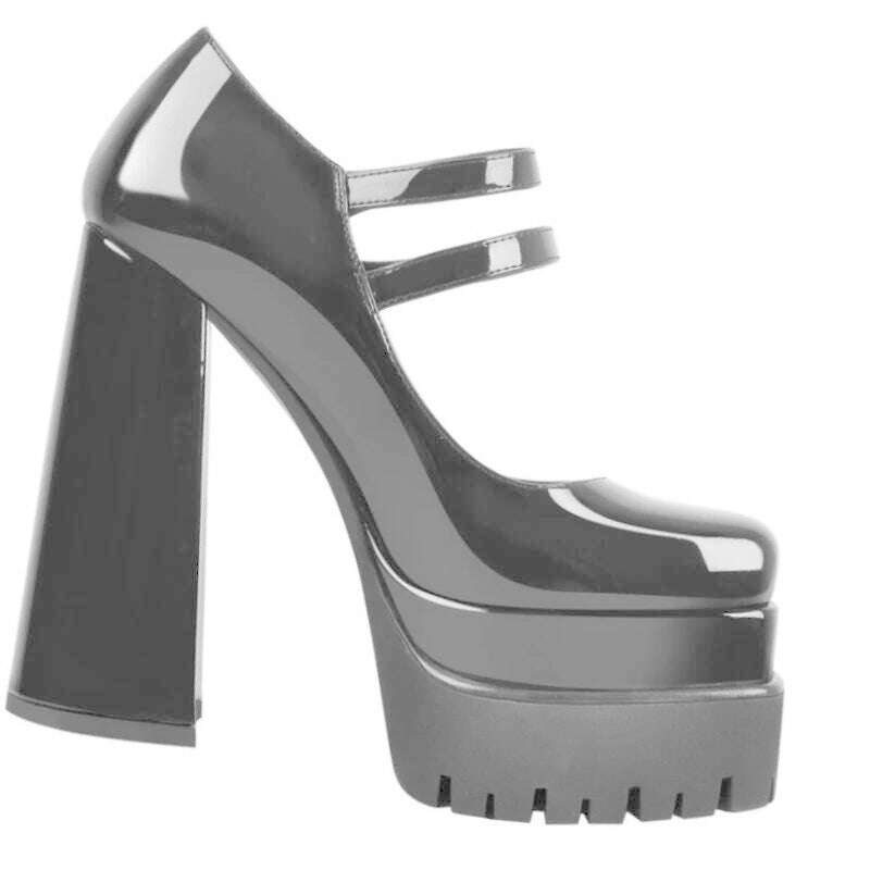 KIMLUD, 2022 Women's New Spring and Autumn Casual High Heels Sexy Thick Sole High Heels Mary Jane Shoes Black Platform High Heels, KIMLUD Womens Clothes