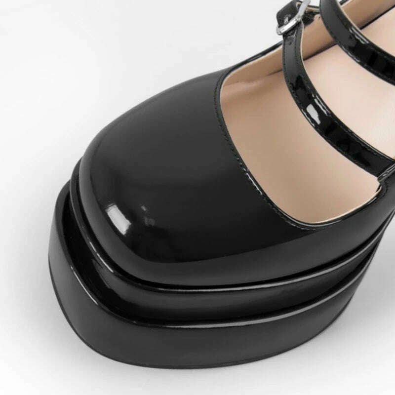 KIMLUD, 2022 Women's New Spring and Autumn Casual High Heels Sexy Thick Sole High Heels Mary Jane Shoes Black Platform High Heels, KIMLUD Womens Clothes