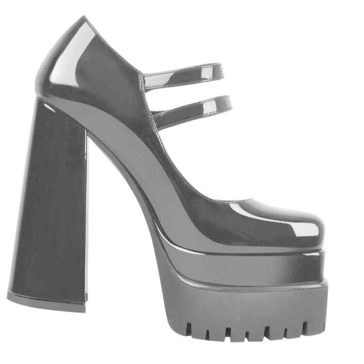 KIMLUD, 2022 Women's New Spring and Autumn Casual High Heels Sexy Thick Sole High Heels Mary Jane Shoes Black Platform High Heels, KIMLUD Womens Clothes