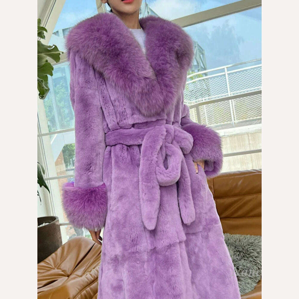 KIMLUD, 2023 Autumn and Winter Big Fur Collar Fashion Fur Coat Women's Mid-Length Thickened European and American Loose Temperament Coat, KIMLUD Women's Clothes