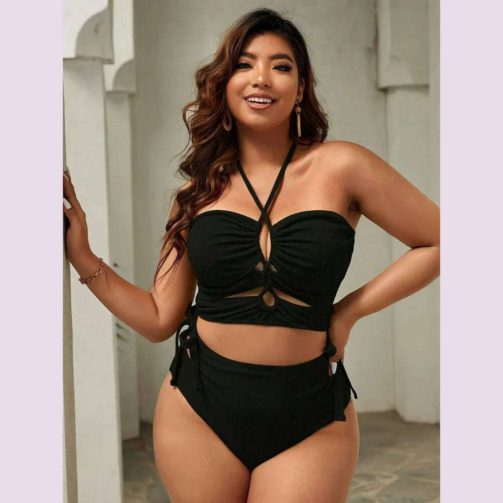 2023 Balck Bikini Swimsuit Women Plus Size Swimwear Female High Waist Bathers Bathing Swimming Swim Suit Beachwear - KIMLUD