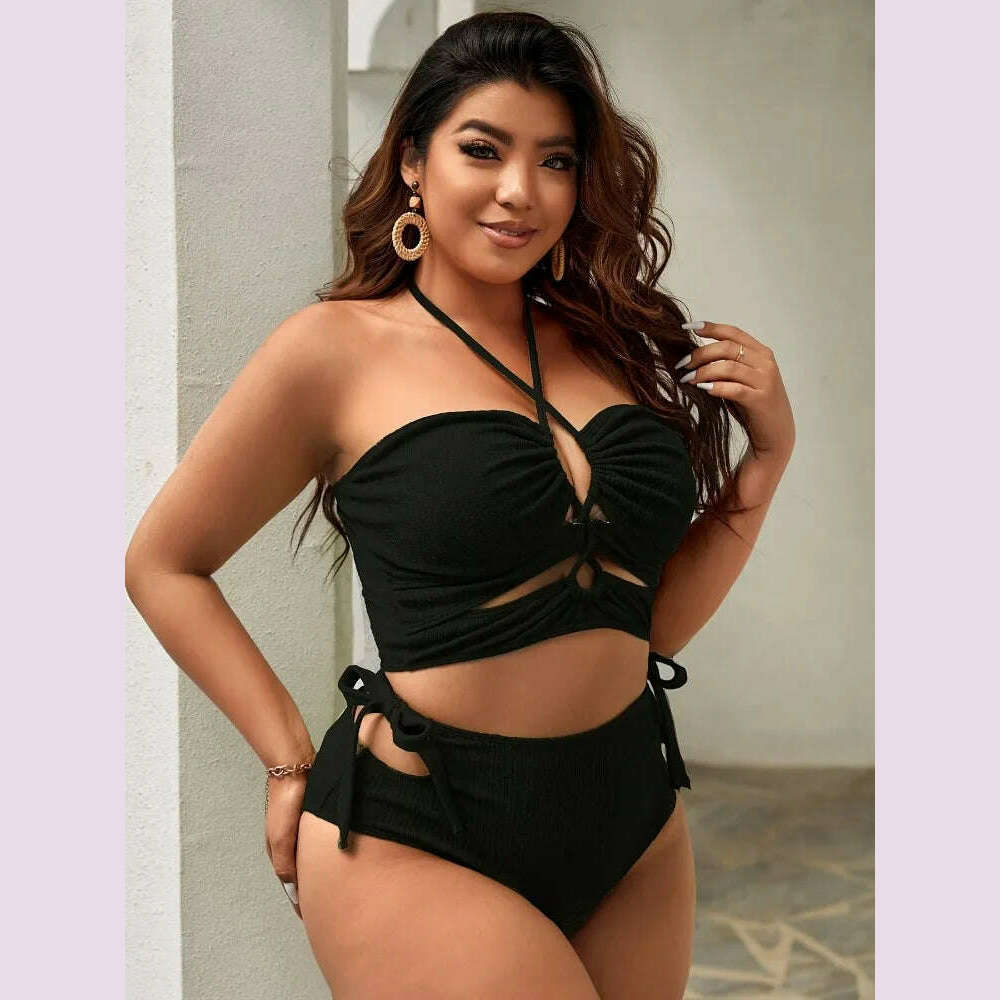 2023 Balck Bikini Swimsuit Women Plus Size Swimwear Female High Waist Bathers Bathing Swimming Swim Suit Beachwear - KIMLUD