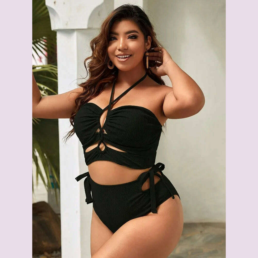 2023 Balck Bikini Swimsuit Women Plus Size Swimwear Female High Waist Bathers Bathing Swimming Swim Suit Beachwear - KIMLUD