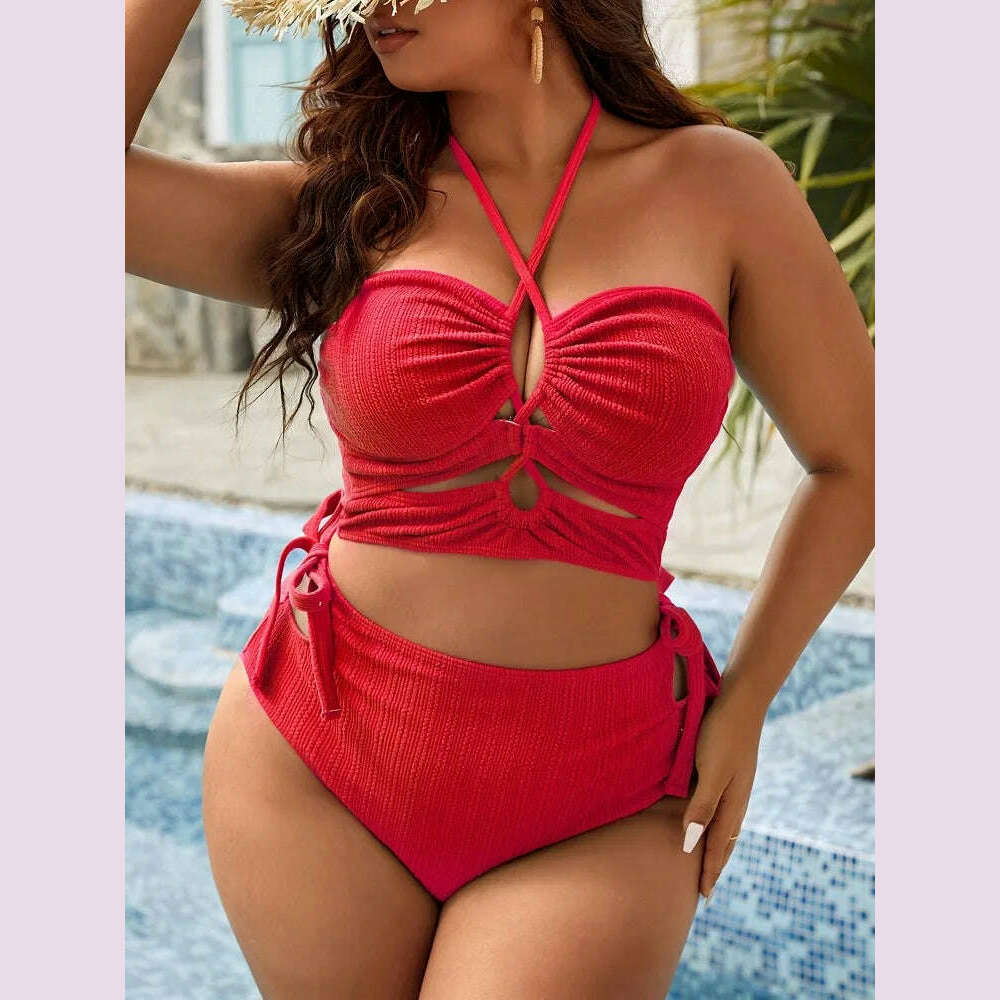 2023 Balck Bikini Swimsuit Women Plus Size Swimwear Female High Waist Bathers Bathing Swimming Swim Suit Beachwear - KIMLUD