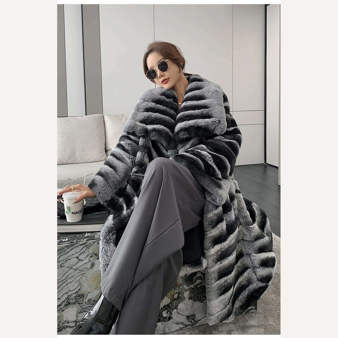 KIMLUD, 2023 Best Seller New Real Rex Rabbit Fur Coat Winter Long Fur Coat Women Fashion Thick Warm Winter Luxury, KIMLUD Women's Clothes