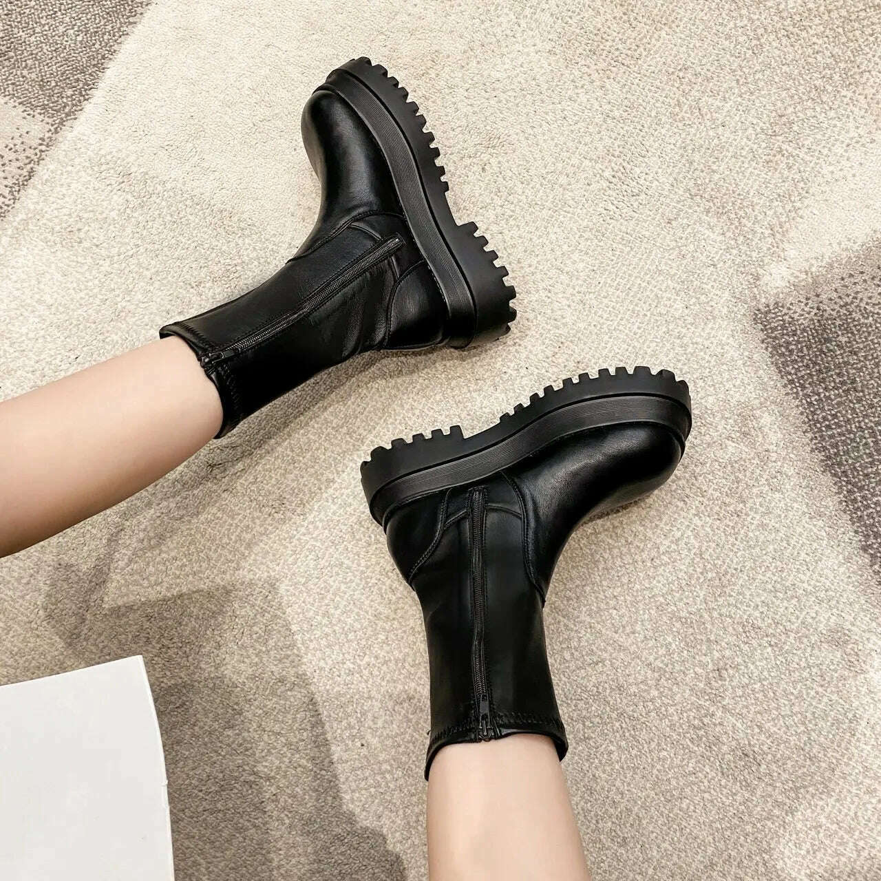 KIMLUD, 2023 Fashion Platform Women Combat Winter Heels Quality Long Thigh High Botas Zipper Knee High Boots for Girls Mujer 40, KIMLUD Womens ClothesKIMLUD, 2023 Fashion Platform Women Combat Winter Heels Quality Long Thigh High Botas Zipper Knee High Boots for Girls Mujer 40, Black Short / 35, KIMLUD APPAREL - Womens Clothes