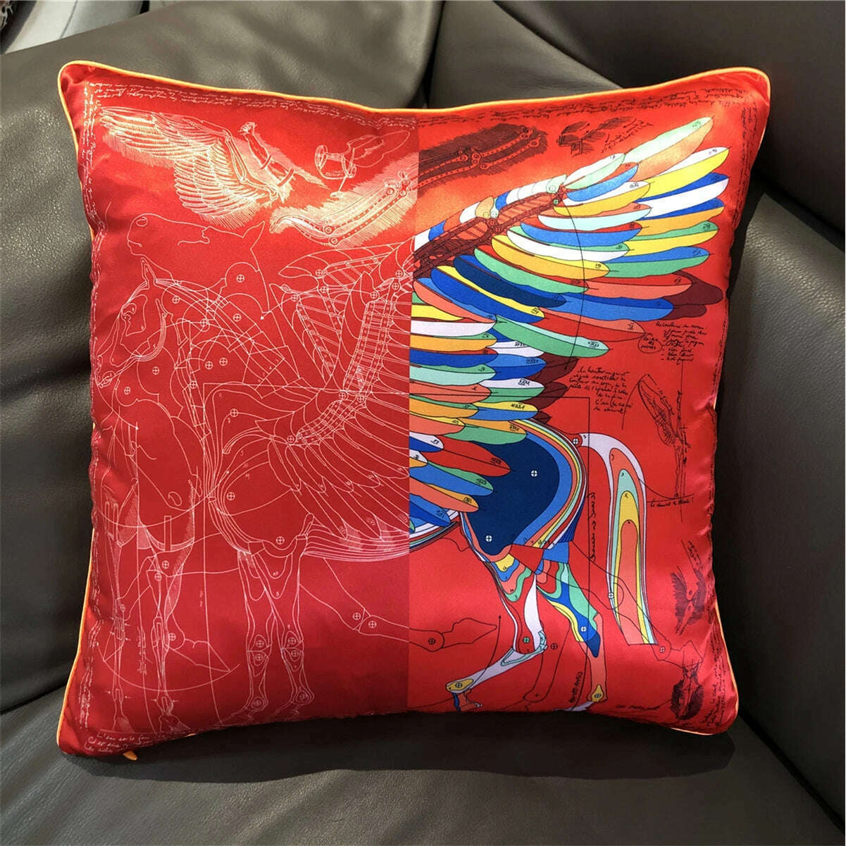 KIMLUD, 2023 Fashion Silk Pillowcase Brand Design Flower Horse Sofa Throw Pillow Chair Car Cushion Cover Home Decoration Fashion Pillow, 16 / 45x45cm, KIMLUD Womens Clothes