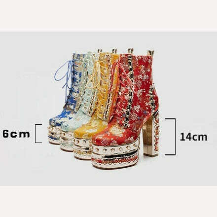 KIMLUD, 2023 Handmade black white color matching short boots Thick heel round head 14cm leather fashion boots size 34-43 Women's Shoes, KIMLUD Womens Clothes