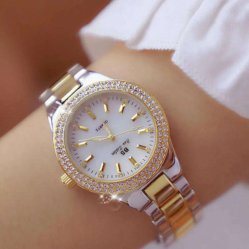 KIMLUD, 2023 Ladies Wrist Watches Dress Gold Watch Women Crystal Diamond Watches Stainless Steel Silver Clock Women Montre Femme 2022, KIMLUD Womens Clothes