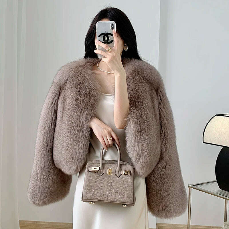 KIMLUD, 2023 Luxury Lady Winter Full Pelt Real Fox Fur Jacket Thick Warm Natural Fur Coat Women Outerwear Fashion Jacket, 16 / S bust 90cm, KIMLUD Womens Clothes