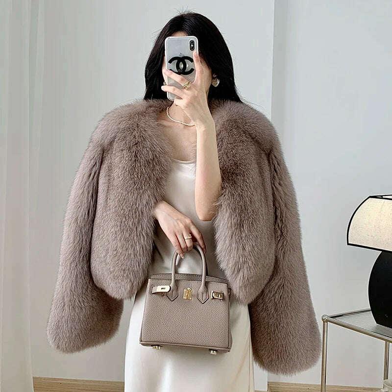 KIMLUD, 2023 Luxury Lady Winter Full Pelt Real Fox Fur Jacket Thick Warm Natural Fur Coat Women Outerwear Fashion Jacket, KIMLUD Womens Clothes