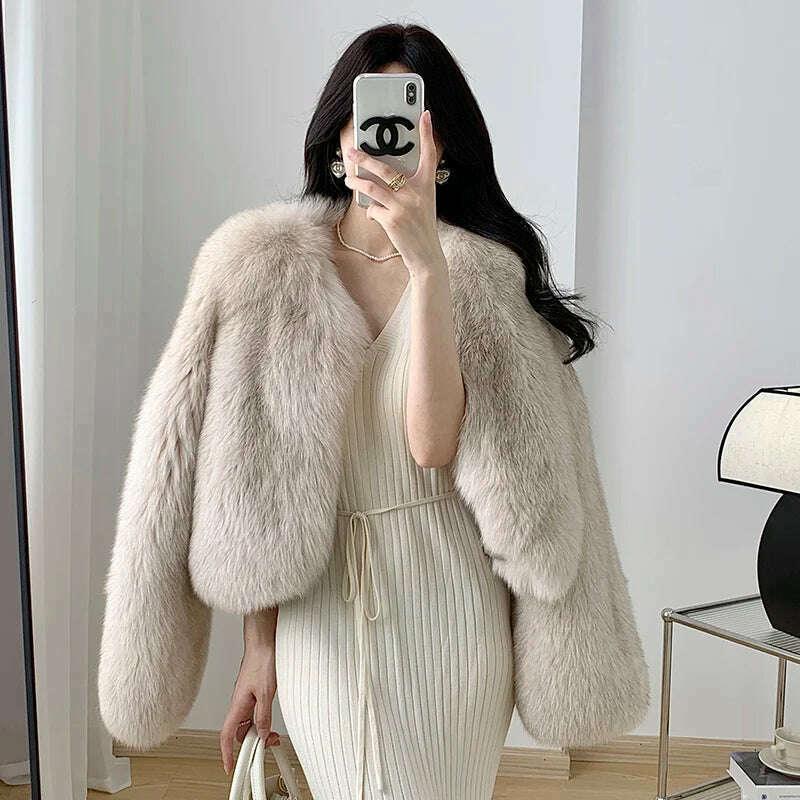 KIMLUD, 2023 Luxury Lady Winter Full Pelt Real Fox Fur Jacket Thick Warm Natural Fur Coat Women Outerwear Fashion Jacket, KIMLUD Womens Clothes