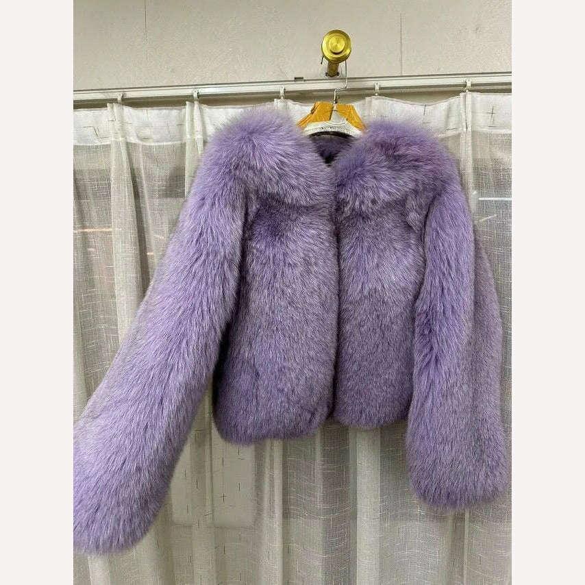 KIMLUD, 2023 Luxury Lady Winter Full Pelt Real Fox Fur Jacket Thick Warm Natural Fur Coat Women Outerwear Fashion Jacket, KIMLUD Womens Clothes