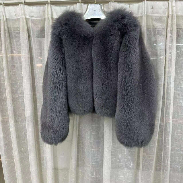 KIMLUD, 2023 Luxury Lady Winter Full Pelt Real Fox Fur Jacket Thick Warm Natural Fur Coat Women Outerwear Fashion Jacket, 7 / S bust 90cm, KIMLUD Womens Clothes