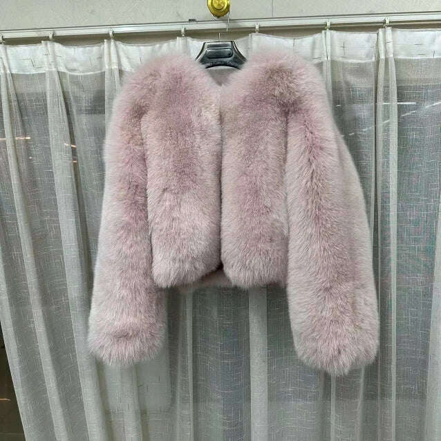 KIMLUD, 2023 Luxury Lady Winter Full Pelt Real Fox Fur Jacket Thick Warm Natural Fur Coat Women Outerwear Fashion Jacket, 8 / S bust 90cm, KIMLUD Womens Clothes