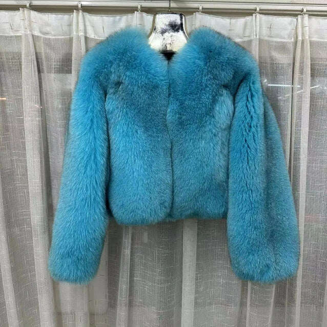 KIMLUD, 2023 Luxury Lady Winter Full Pelt Real Fox Fur Jacket Thick Warm Natural Fur Coat Women Outerwear Fashion Jacket, 9 / S bust 90cm, KIMLUD Womens Clothes