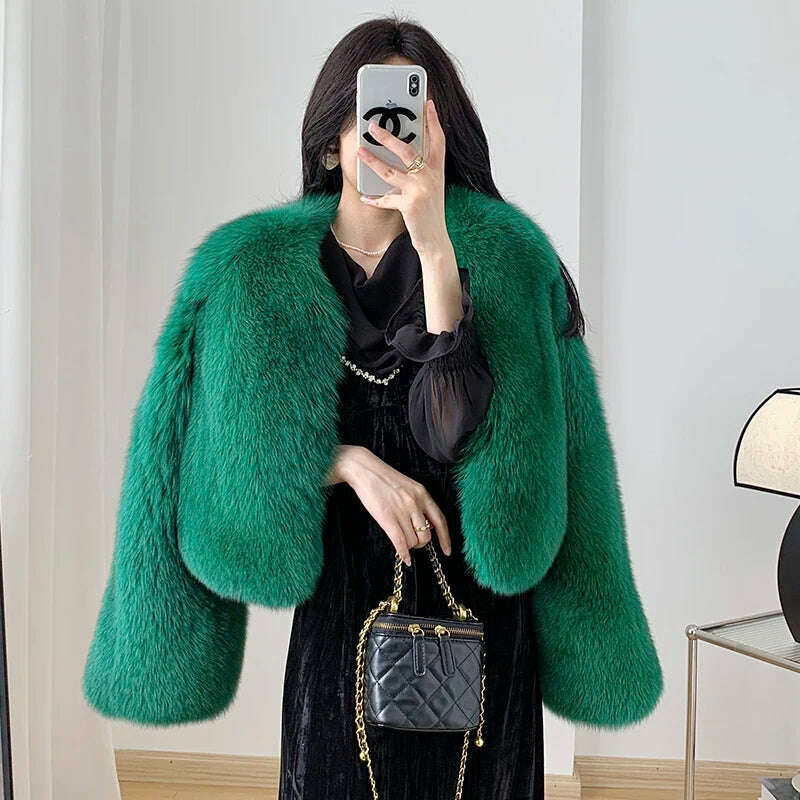 KIMLUD, 2023 Luxury Lady Winter Full Pelt Real Fox Fur Jacket Thick Warm Natural Fur Coat Women Outerwear Fashion Jacket, 11 / S bust 90cm, KIMLUD Womens Clothes