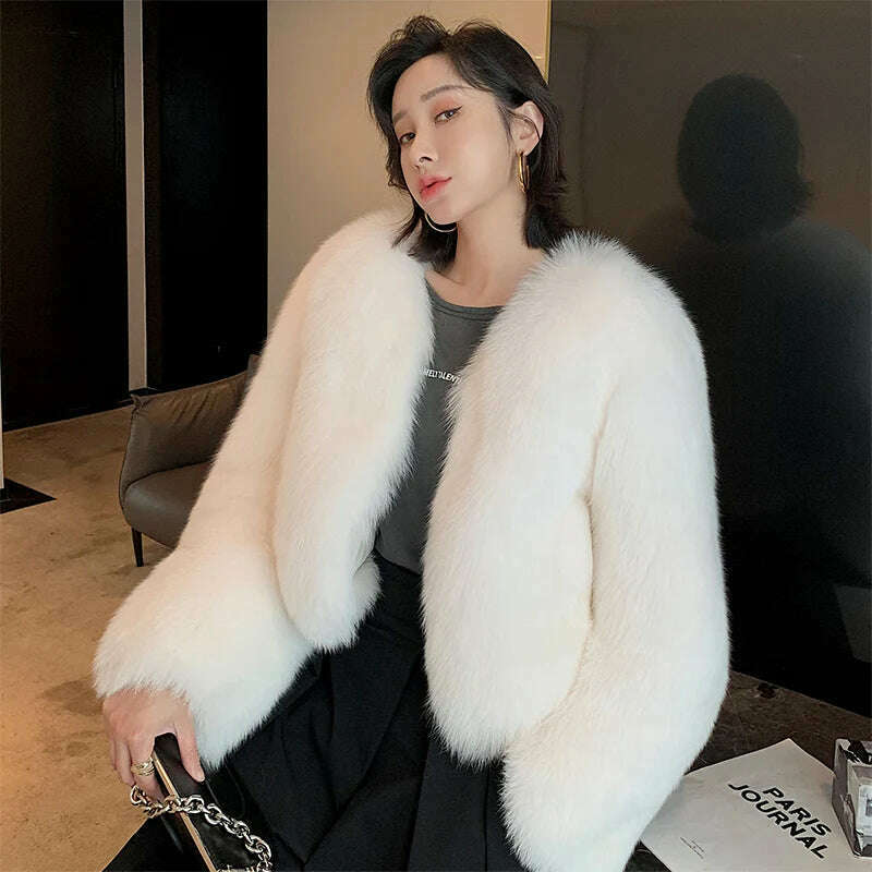 KIMLUD, 2023 Luxury Lady Winter Full Pelt Real Fox Fur Jacket Thick Warm Natural Fur Coat Women Outerwear Fashion Jacket, KIMLUD Womens ClothesKIMLUD, 2023 Luxury Lady Winter Full Pelt Real Fox Fur Jacket Thick Warm Natural Fur Coat Women Outerwear Fashion Jacket, 18 / S bust 90cm, KIMLUD APPAREL - Womens Clothes