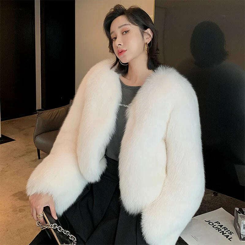 KIMLUD, 2023 Luxury Lady Winter Full Pelt Real Fox Fur Jacket Thick Warm Natural Fur Coat Women Outerwear Fashion Jacket, KIMLUD Womens Clothes
