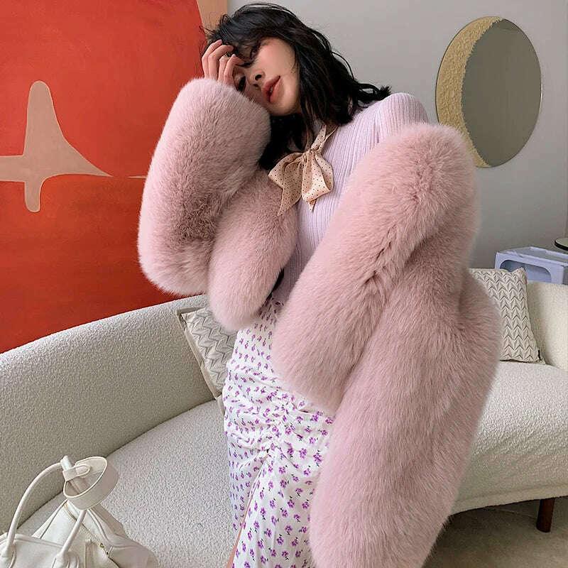 KIMLUD, 2023 Luxury Lady Winter Full Pelt Real Fox Fur Jacket Thick Warm Natural Fur Coat Women Outerwear Fashion Jacket, KIMLUD Womens Clothes