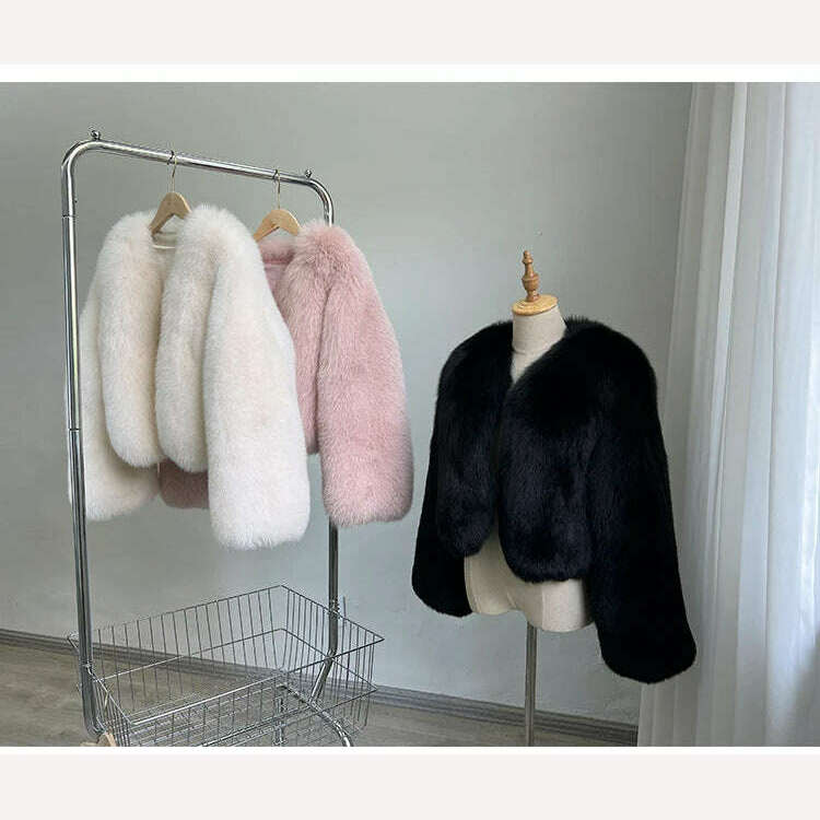 KIMLUD, 2023 Luxury Lady Winter Full Pelt Real Fox Fur Jacket Thick Warm Natural Fur Coat Women Outerwear Fashion Jacket, KIMLUD Womens Clothes