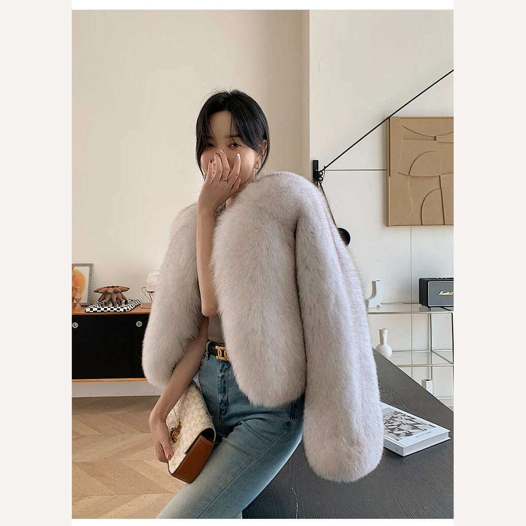 KIMLUD, 2023 Luxury Lady Winter Full Pelt Real Fox Fur Jacket Thick Warm Natural Fur Coat Women Outerwear Fashion Jacket, KIMLUD Womens Clothes