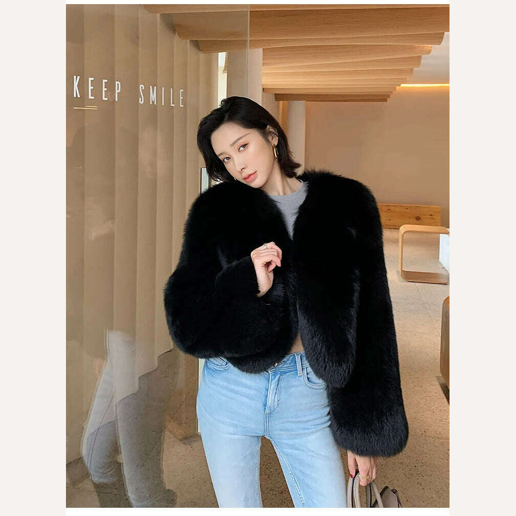 KIMLUD, 2023 Luxury Lady Winter Full Pelt Real Fox Fur Jacket Thick Warm Natural Fur Coat Women Outerwear Fashion Jacket, KIMLUD Womens Clothes