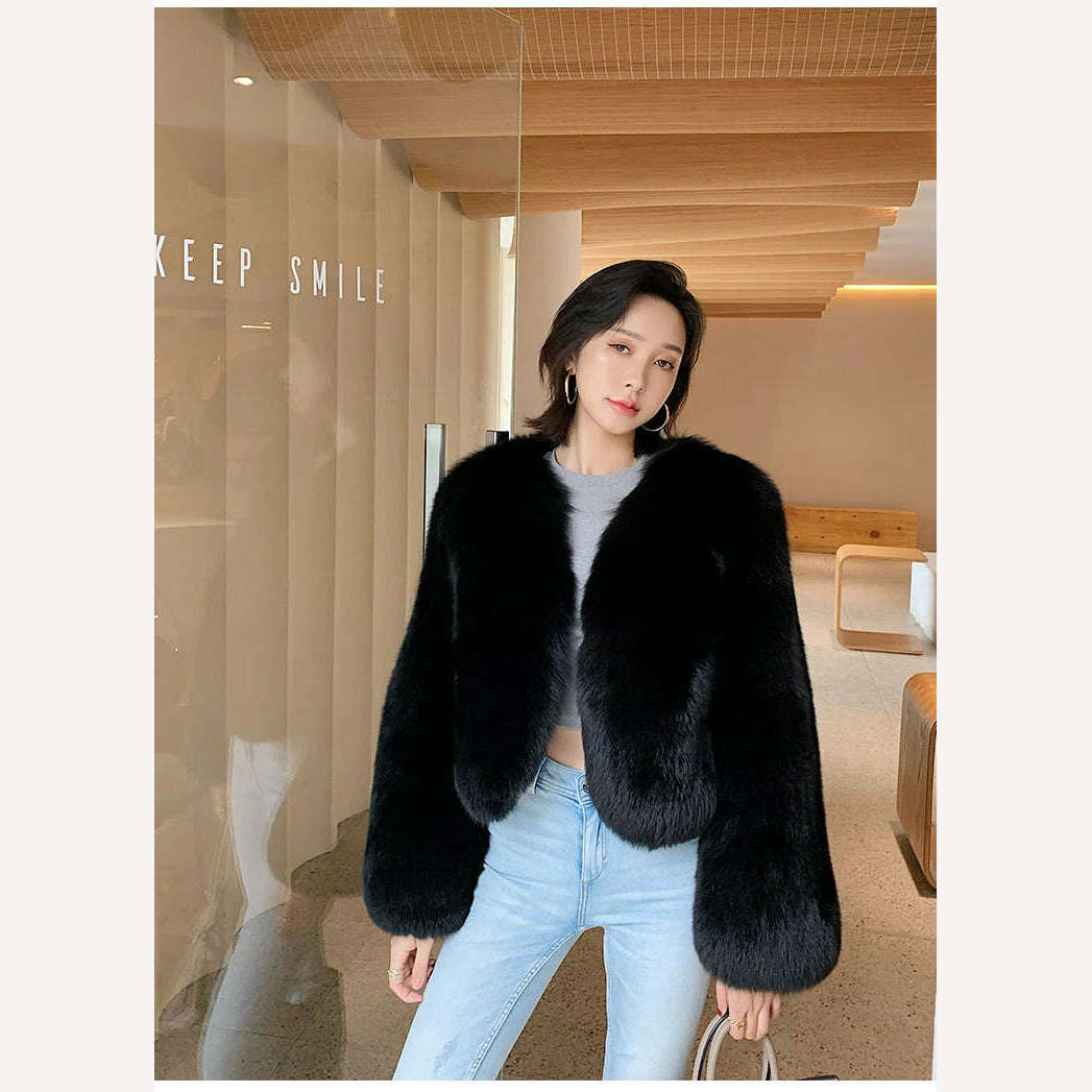 KIMLUD, 2023 Luxury Lady Winter Full Pelt Real Fox Fur Jacket Thick Warm Natural Fur Coat Women Outerwear Fashion Jacket, KIMLUD Womens Clothes