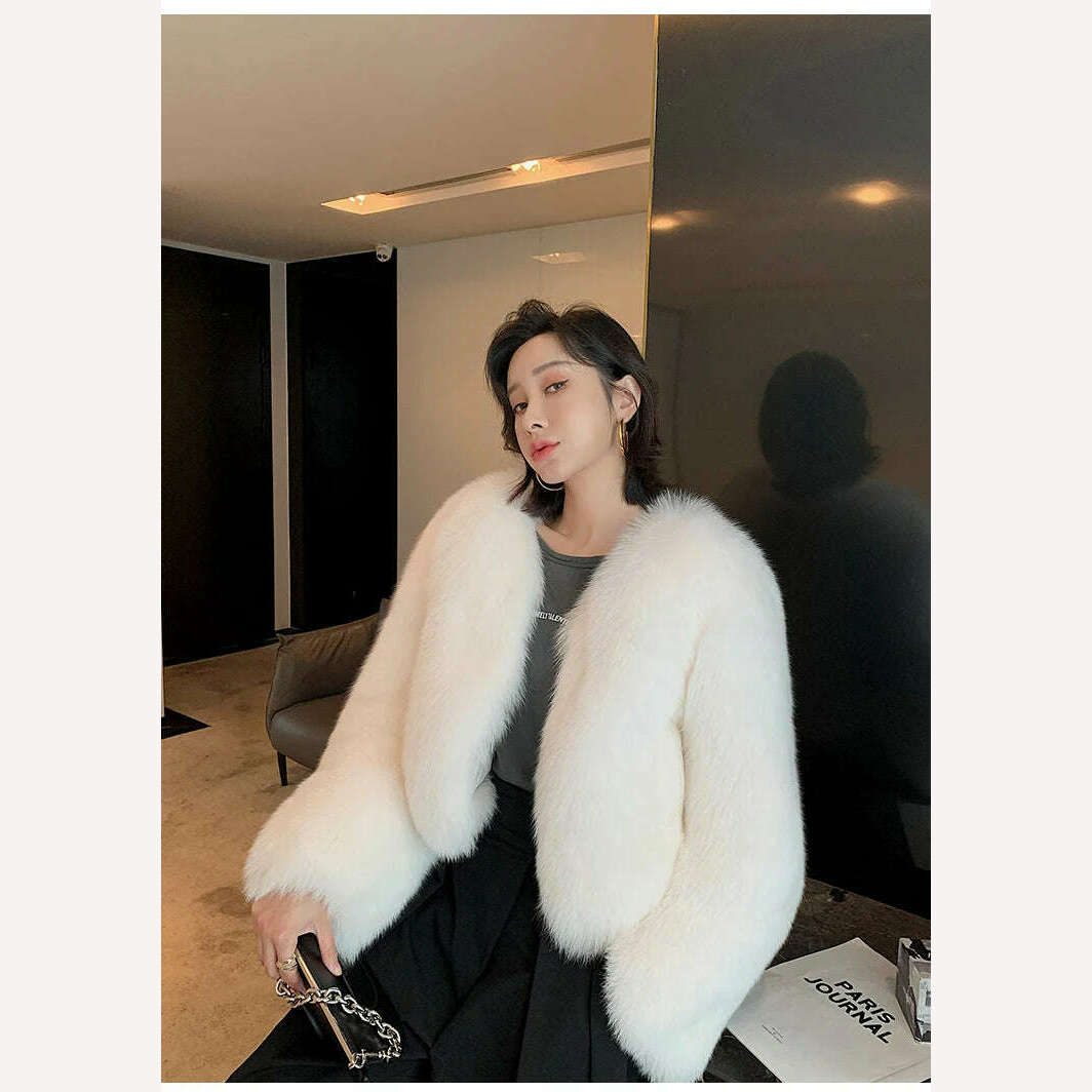 KIMLUD, 2023 Luxury Lady Winter Full Pelt Real Fox Fur Jacket Thick Warm Natural Fur Coat Women Outerwear Fashion Jacket, KIMLUD Womens Clothes