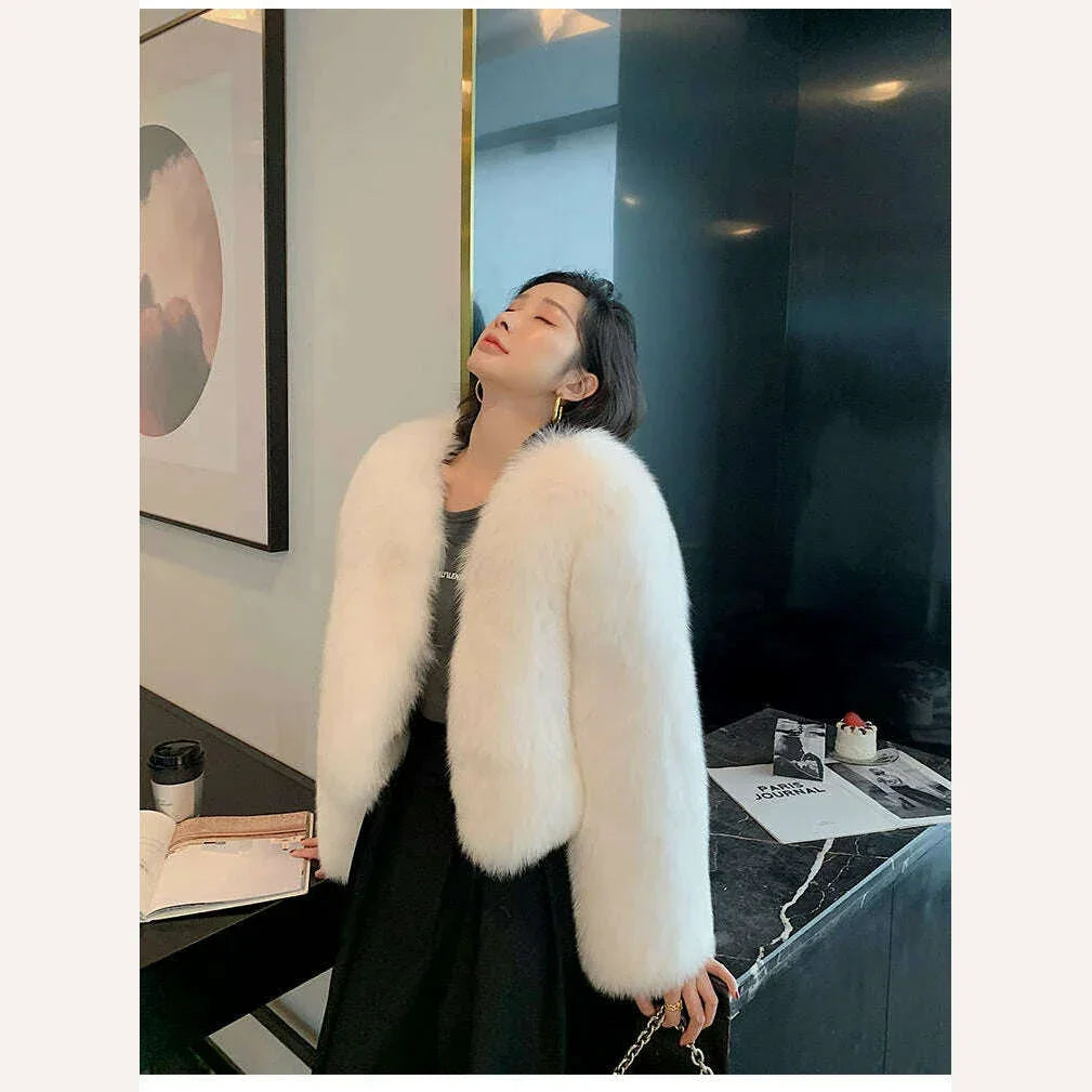 KIMLUD, 2023 Luxury Lady Winter Full Pelt Real Fox Fur Jacket Thick Warm Natural Fur Coat Women Outerwear Fashion Jacket, KIMLUD Womens Clothes