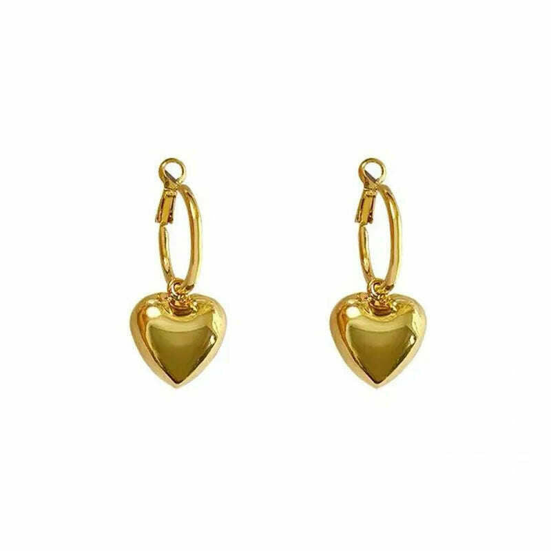 KIMLUD, 2023 Metal Love Earrings Goth Retro Aesthetic Exaggerated Metal Heart Hoop Earring For Punk girl Y2K Jewelry Accessories, C1750, KIMLUD Womens Clothes